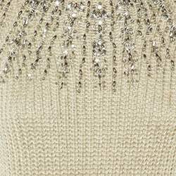 مملوكة مسبقًا Polo Ralph Lauren Ecru Lurex Knit Embellished Jumper S