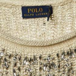 مملوكة مسبقًا Polo Ralph Lauren Ecru Lurex Knit Embellished Jumper S