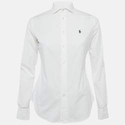 Pre Owned Polo Ralph Lauren White Cotton Button Front Slim Fit Shirt S