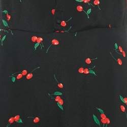 Pre Owned Polo Ralph Lauren Black Cherry Print Viscose Knee-Length Dress L
