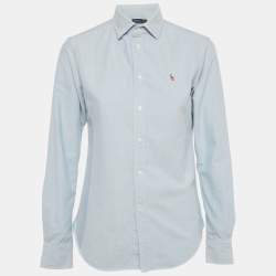 Pre Owned Polo Ralph Lauren Light Blue Logo Embroidered Cotton Shirt S