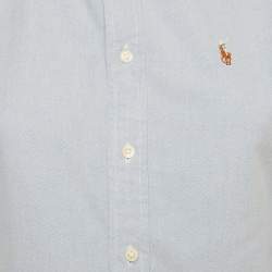 Pre Owned Polo Ralph Lauren Light Blue Logo Embroidered Cotton Shirt S