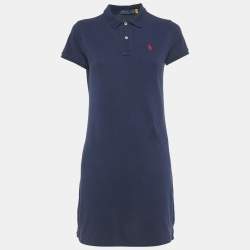 Pre Owned Polo Ralph Lauren Blue Cotton Mini Polo Dress XS