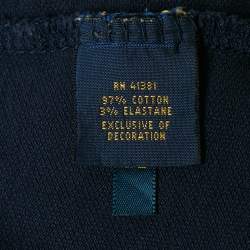 Pre Owned Polo Ralph Lauren Navy Blue Logo Embroidered Cotton Polo T-Shirt L