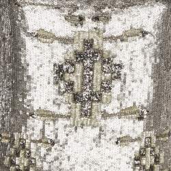 Pre Owned Polo Ralph Lauren Silver Sequin Mini Dress M