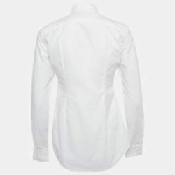 مملوكة مسبقًا قميص بولو رالف لورين قطن أبيض مطرز بشعار نحيف مقاس صغير (سمول)