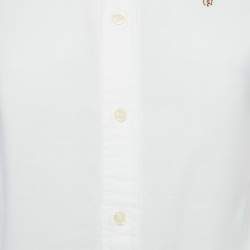 مملوكة مسبقًا قميص بولو رالف لورين قطن أبيض مطرز بشعار نحيف مقاس صغير (سمول)