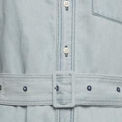Pre Owned Polo Ralph Lauren Blue Denim belted Shirt Midi Dress M