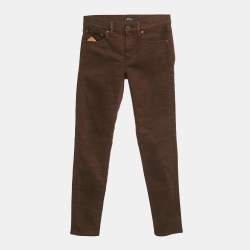 Pre Owned Polo Ralph Lauren Brown Animal Print Denim Tompkins Skinny Jeans S Waist 26"
