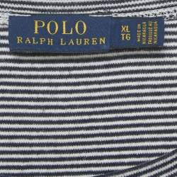 Pre Owned Polo Ralph Lauren Blue/White Jersey T-Shirt XL