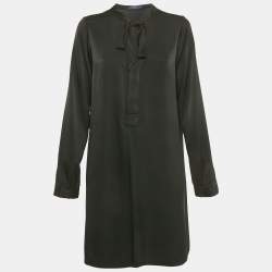 Pre Owned Polo Ralph Lauren Black Satin Mini Dress S