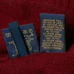 Pre Owned Polo Ralph Lauren Burgundy Intarsia Wool High-Neck Sweater XS