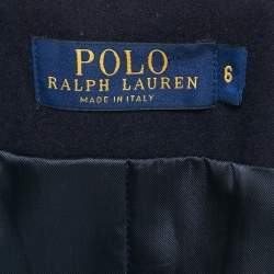 Pre Owned Polo Ralph Lauren Navy Blue Embroidered Wool Single Breasted Blazer M 