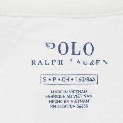 Pre Owned Polo Ralph Lauren White American Flag Applique Cotton T-Shirt S