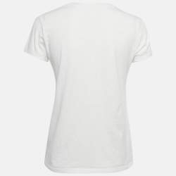 Pre Owned Polo Ralph Lauren White American Flag Applique Cotton T-Shirt S
