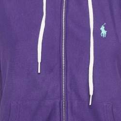 Pre Owned Polo Ralph Lauren Purple Logo Embroidered Cotton Blend Hoodie XS