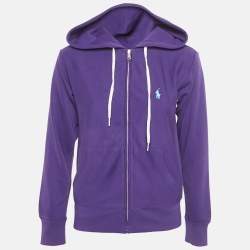 Pre Owned Polo Ralph Lauren Purple Logo Embroidered Cotton Blend Hoodie XS