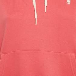 Pre Owned Polo Ralph Lauren Pink Logo Embroidered Cotton Blend Hoodie L