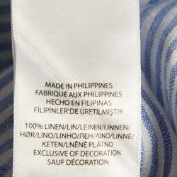 Pre Owned Polo Ralph Lauren White/Blue Striped Linen Relaxed Fit Shirt S 
