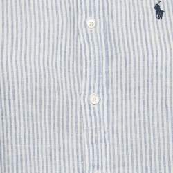 Pre Owned Polo Ralph Lauren White/Blue Striped Linen Relaxed Fit Shirt S 