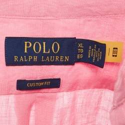Pre Owned Polo Ralph Lauren Pink Logo Embroidered Linen Shirt XL 