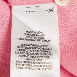 Pre Owned Polo Ralph Lauren Pink Logo Embroidered Linen Shirt XL 