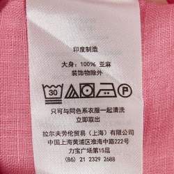 Pre Owned Polo Ralph Lauren Pink Logo Embroidered Linen Shirt XL 