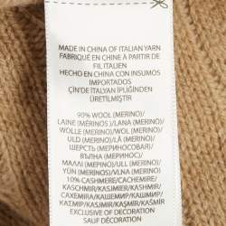 Pre Owned Polo Ralph Lauren Brown Cable Knit V-Neck Sweater L