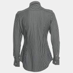 Pre Owned Polo Ralph Lauren Black/White Striped Knit Shirt S 