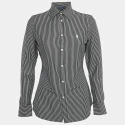Pre Owned Polo Ralph Lauren Black/White Striped Knit Shirt S 