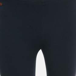 Pre Owned Polo Ralph Lauren Navy Blue Suede Trim Jersey Leggings M