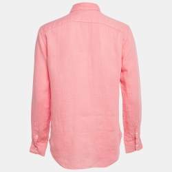Pre Owned Polo Ralph Lauren Pink Linen Long Sleeve Shirt XS