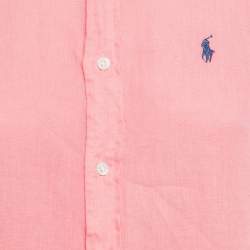 Pre Owned Polo Ralph Lauren Pink Linen Long Sleeve Shirt XS