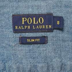 Pre Owned Polo Ralph Lauren Blue Chambray Slim Fit Shirt M