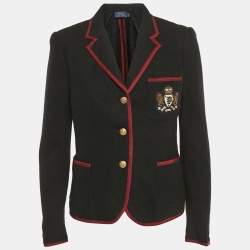Pre Owned Polo Ralph Lauren Black Applique Knit Cricket Blazer M