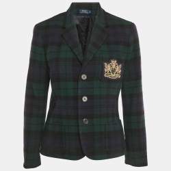 Pre Owned Polo Ralph Lauren Green/Blue Checks Wool Jacket M