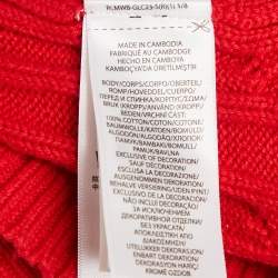 Pre Owned Polo Ralph Lauren Red Cable Knit V-Neck Sweater L