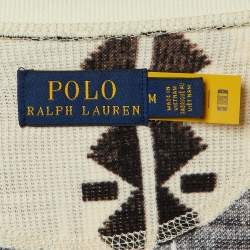 Pre Owned Polo Ralph Lauren Cream Aztec Print Knit Maxi Dress M