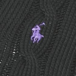 Pre Owned Polo Ralph Lauren Black Cable Knit V-Neck Sweater XS