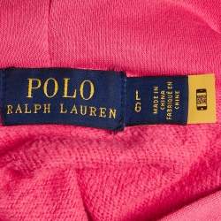 Pre Owned Polo Ralph Lauren Pink Logo Embroidered Cotton Hoodie L