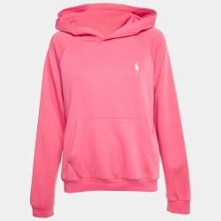 Pre Owned Polo Ralph Lauren Pink Logo Embroidered Cotton Hoodie L