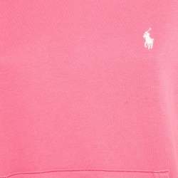 Pre Owned Polo Ralph Lauren Pink Logo Embroidered Cotton Hoodie L