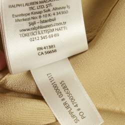 Pre Owned Polo Ralph Lauren Beige Silk Belted Long Shirt Dress L