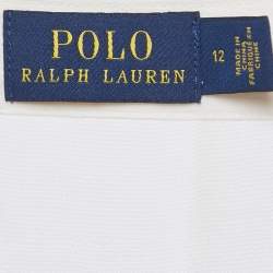 Pre Owned تنورة ماكسي بولو رالف لورين شيفون كريمي مزينة بكشكش مقاس متوسط - ميديم