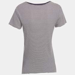 مملوكة مسبقًا Polo Ralph Lauren Navy Blue & White Striped Cotton Knit V-Neck T-Shirt L