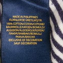 مملوكة مسبقًا Polo Ralph Lauren Navy Blue & White Striped Cotton Knit V-Neck T-Shirt L