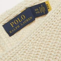 Pre Owned سويتر بولو رالف لورين تريكو مضلع بيج برقبة V مقاس كبير جداً جداً (اكسترا اكسترا لارج)