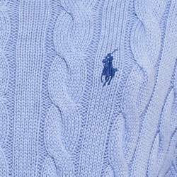 ممل وكة مسبقًا سترة بولو رالف لورين حياكة مضلعة زرقاء مقاس متوسط