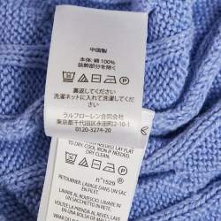 مملوكة مسبقًا سترة بولو رالف لورين حياكة مضلعة زرقاء مقاس متوسط