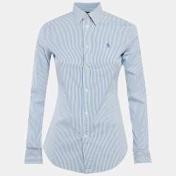 مملوكة مسبقًا Polo Ralph Lauren Blue Striped Cotton Long Sleeve Shirt S